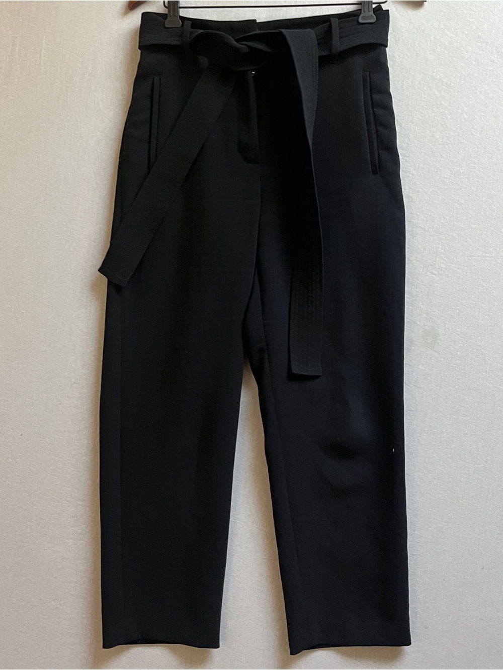 Wilfred Aritzia High-Waist Tie-Front Belted Trousers Black Size 4